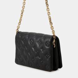 مملوكة مسبقًا حقيبة لوي فويتون بوشت كوسين سوداء جلد حمل صغير بنمط مونوغرام