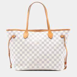 Pre Owned Louis Vuitton White Damier Azur Neverfull MM