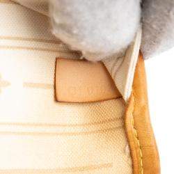 Pre Owned Louis Vuitton White Damier Azur Neverfull MM