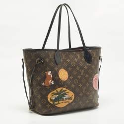 Pre Owned Louis Vuitton World Tour Neverfull MM NM Black Monogram Canvas Bag