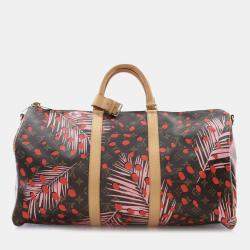 Pre Owned Louis Vuitton Brown Monogram Jungle Dots Keepall Bandouliere 50