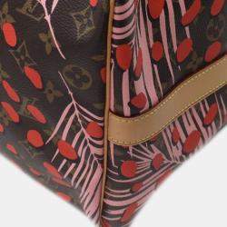 Pre Owned Louis Vuitton Brown Monogram Jungle Dots Keepall Bandouliere 50