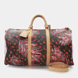 Pre Owned Louis Vuitton Brown Monogram Jungle Dots Keepall Bandouliere 50