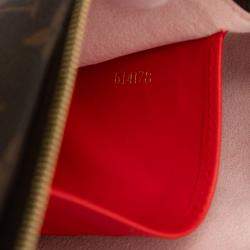 Pre Owned حقيبة لوي فيتون براون مونوجرام زهور مزدهرة بجيب مزدوج