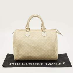 Pre Owned Louis Vuitton Speedy 30 Dune Monogram Mini Lin Canvas Bag