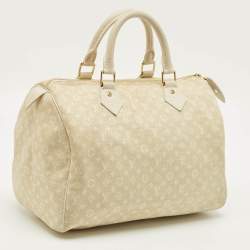Pre Owned Louis Vuitton Speedy 30 Dune Monogram Mini Lin Canvas Bag