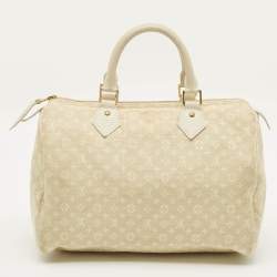 Pre Owned Louis Vuitton Speedy 30 Dune Monogram Mini Lin Canvas Bag