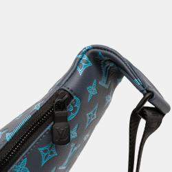 Pre Owned Louis Vuitton Blue Monogram Shadow Duo Sling