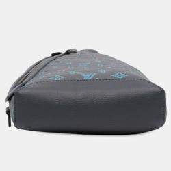 Pre Owned Louis Vuitton Blue Monogram Shadow Duo Sling