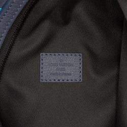 Pre Owned Louis Vuitton Blue Monogram Shadow Duo Sling