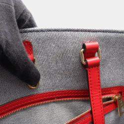 Pre Owned حقيبة يد لوي فيتون أون ذا غو دينيم مونوغرامي زرقاء جلد كبيرة