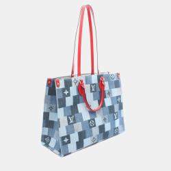 Pre Owned حقيبة يد لوي فيتون أون ذا غو دينيم مونوغرامي زرقاء جلد كبيرة