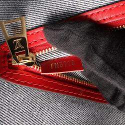 Pre Owned حقيبة يد لوي فيتون أون ذا غو دينيم مونوغرامي زرقاء جلد كبيرة