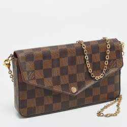 Pre Owned Louis Vuitton Pochette Felicie Damier Ebene Canvas Clutch