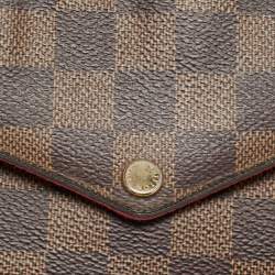 Pre Owned Louis Vuitton Pochette Felicie Damier Ebene Canvas Clutch