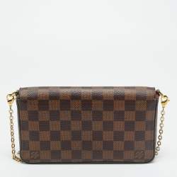 Pre Owned Louis Vuitton Pochette Felicie Damier Ebene Canvas Clutch