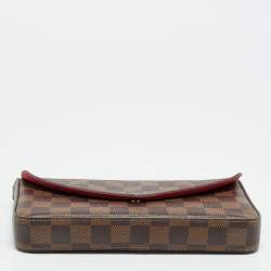 Pre Owned Louis Vuitton Pochette Felicie Damier Ebene Canvas Clutch