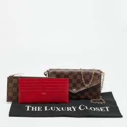 Pre Owned Louis Vuitton Pochette Felicie Damier Ebene Canvas Clutch