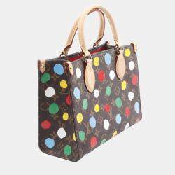 Pre Owned Louis Vuitton X Yayoi Kusama On The Go Pm Handbag Coated Canvas And Leather Monogram Brown Multicolor