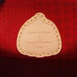 Pre Owned Louis Vuitton X Yayoi Kusama On The Go Pm Handbag Coated Canvas And Leather Monogram Brown Multicolor