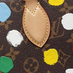 Pre Owned Louis Vuitton X Yayoi Kusama On The Go Pm Handbag Coated Canvas And Leather Monogram Brown Multicolor