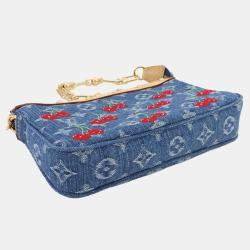 Pre Owned حقيبة كتف لوي فيتون حقيبة اكسسوارات بوشت لوفي اكس تي ام مونوجرام شيري دنيم