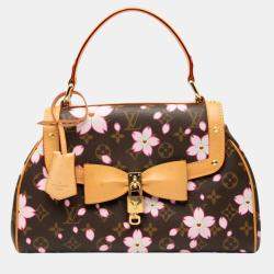 Pre Owned Louis Vuitton Monogram Cherry Blossom Sac Retro Pm Handbag Brown Multicolor Leather