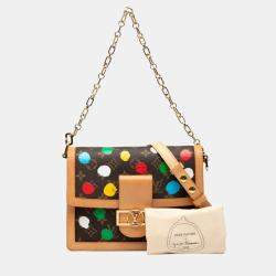 Pre Owned حقيبة يد/كتف بسلسلة لويس فويتون × يايوي كوساما مونوغرام ساك دوفين بحجم متوسط جلد بألوان متعددة بني