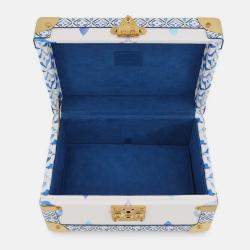 مملوكة مسبقًا لويس فويتون كوفر تريزور24 قبعة شمسية بيضاء/زرقاء مونوغرام بركة السباحة