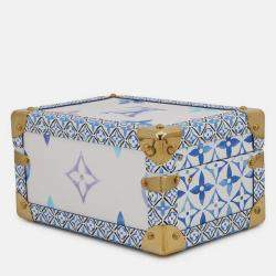 مملوكة مسبقًا لويس فويتون كوفر تريزور24 قبعة شمسية بيضاء/زرقاء مونوغرام بركة السباحة