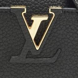 Pre Owned Louis Vuitton Capucines Mini Black Leather Top Handle Bag