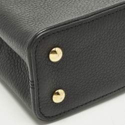 Pre Owned Louis Vuitton Capucines Mini Black Leather Top Handle Bag