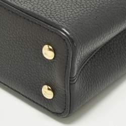 Pre Owned Louis Vuitton Capucines Mini Black Leather Top Handle Bag