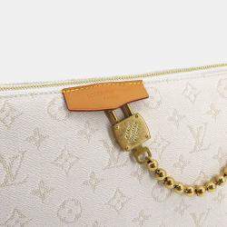 مملوكة مسبقًا حقيبة يد/كتف لوي فيتون مونوغرام هيريتاج بوبو ترانك بطريقتين أبيض فاتح