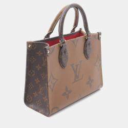Pre Owned حقيبة يد لوي فيتون أون ذا جو بي إم مونوغرام جاينت ريفيرس كانفاس مطلي بني وبيج