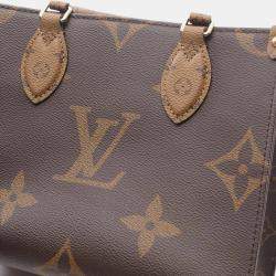 Pre Owned حقيبة يد لوي فيتون أون ذا جو بي إم مونوغرام جاينت ريفيرس كانفاس مطلي بني وبيج