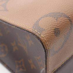 Pre Owned حقيبة يد لوي فيتون أون ذا جو بي إم مونوغرام جاينت ريفيرس كانفاس مطلي بني وبيج
