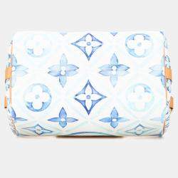 Pre Owned حقيبة لوي فيتون مونوغرام تايل سبيدي باندوليير 25 جلد أبيض أزرق لاجون