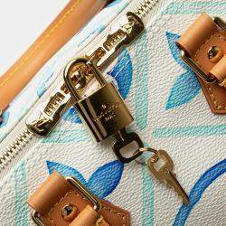 Pre Owned حقيبة لوي فيتون مونوغرام تايل سبيدي باندوليير 25 جلد أبيض أزرق لاجون