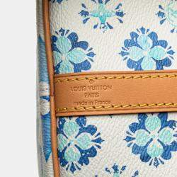 Pre Owned حقيبة لوي فيتون مونوغرام تايل سبيدي باندوليير 25 جلد أبيض أزرق لاجون