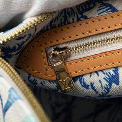 Pre Owned حقيبة لوي فيتون مونوغرام تايل سبيدي باندوليير 25 جلد أبيض أزرق لاجون