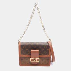 مملوكة مسبقًا Louis Vuitton Dauphine Mm Shoulder Bag Pvc-Coated Canvas And Leather Monogram Reverse Brown