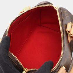 Pre Owned Louis Vuitton Speedy Bandouliere 20 Monogram Beige Handbag Coated Canvas And Leather Brown