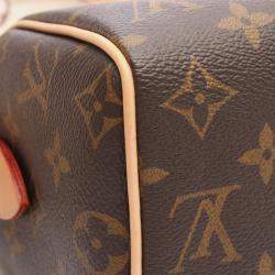 Pre Owned Louis Vuitton Speedy Bandouliere 20 Monogram Beige Handbag Coated Canvas And Leather Brown
