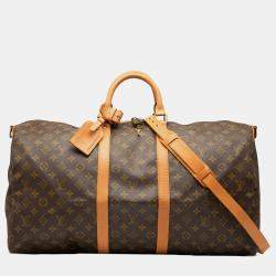 مملوكة مسبقًا Louis Vuitton Brown Monogram Keepall Bandouliere 55