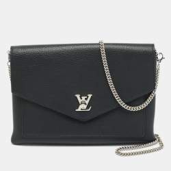 Pre Owned Louis Vuitton Mylockme Black Leather Chain Pochette