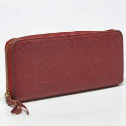 Pre Owned Louis Vuitton Clemence Cherry Monogram Empreinte Leather Zip Around Wallet