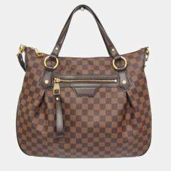 Pre Owned Louis Vuitton Damier Evora MM Shoulder Bag Brown Ebene