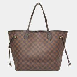 Pre Owned Louis Vuitton Damier Neverfull MM Tote Bag Brown Ebene