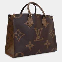 Pre Owned حقيبة لوي فيتون مونوجرام عكسي عملاق بني OnTheGo كبير